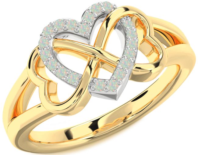 Opal Gold Silver Heart Infinity Ring