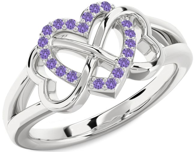 Alexandrite Silver Heart Infinity Ring