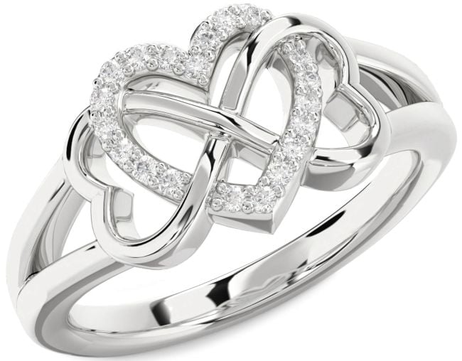 Lab Diamond Silver Heart Infinity Ring