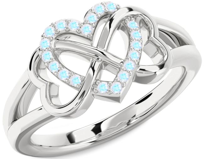 Moonstone Silver Heart Infinity Ring