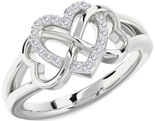 Salt & Pepper Diamond Silver Heart Infinity Ring