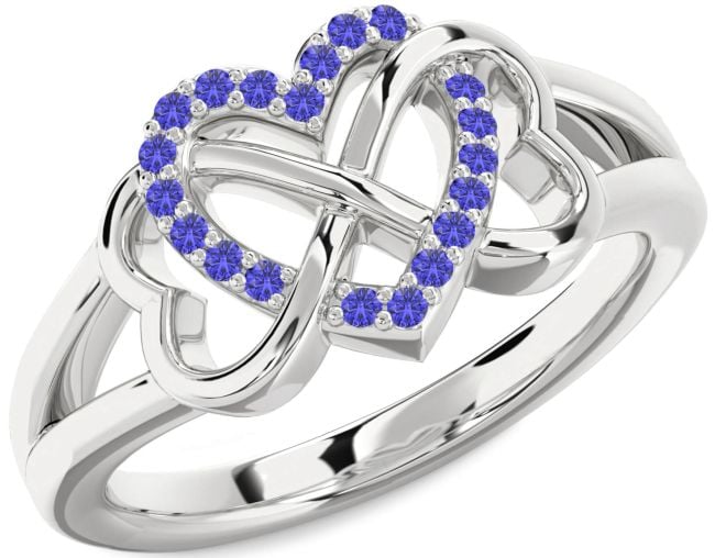 Tanzanite Silver Heart Infinity Ring