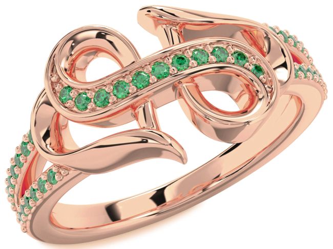 Emerald Rose Gold Heart Ring