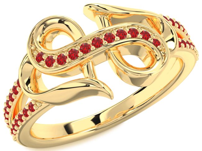 Ruby Gold Heart Ring