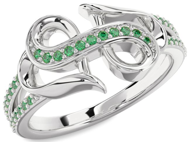 Emerald Platinum Heart Ring