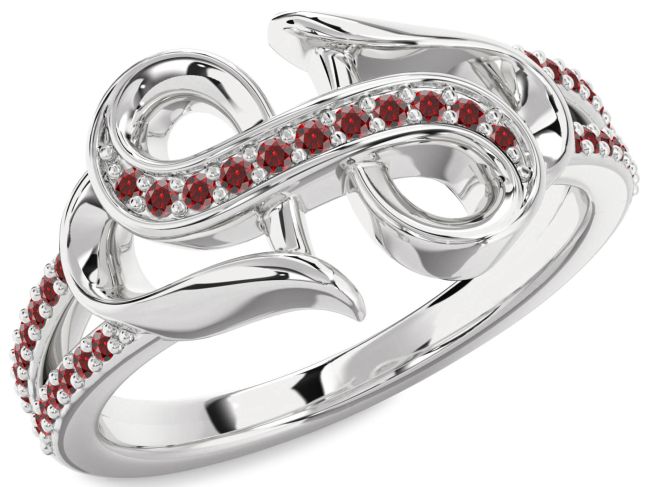 Garnet Platinum Heart Ring