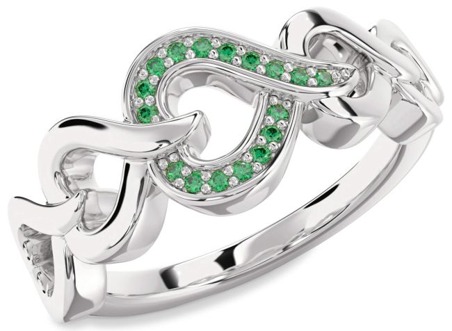 Emerald Platinum Heart Ring