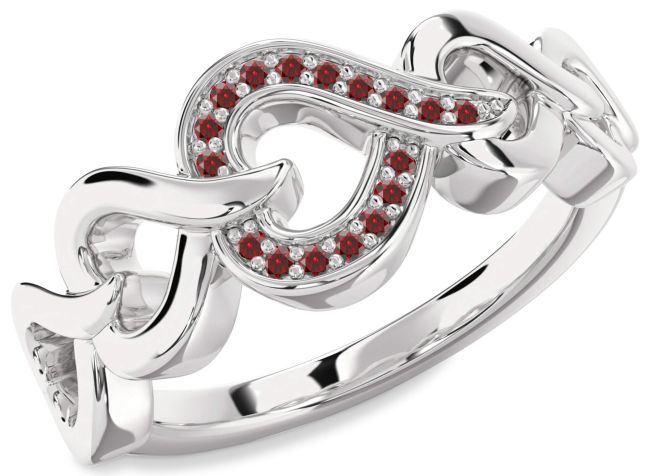 Garnet Platinum Heart Ring