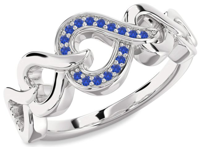 Blue Sapphire Silver Heart Ring