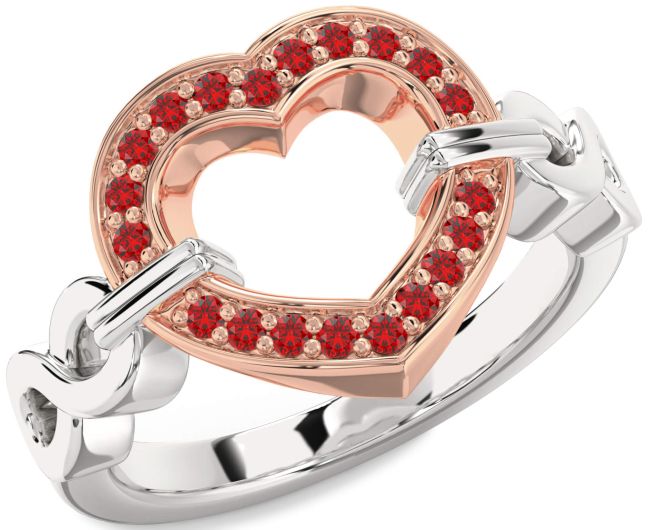Ruby Rose Gold Silver Heart Infinity Ring