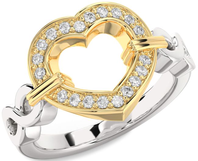 Lab Diamond Gold Silver Heart Infinity Ring