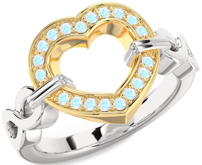 Moonstone Gold Silver Heart Infinity Ring
