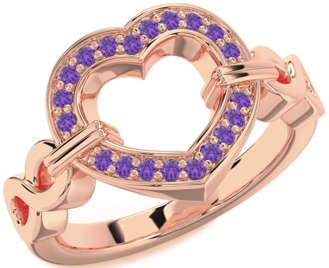 Amethyst Rose Gold Heart Infinity Ring