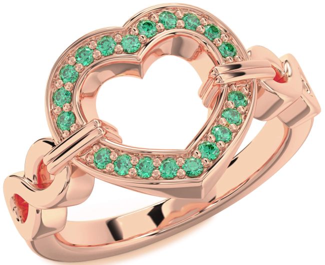 Emerald Rose Gold Heart Infinity Ring