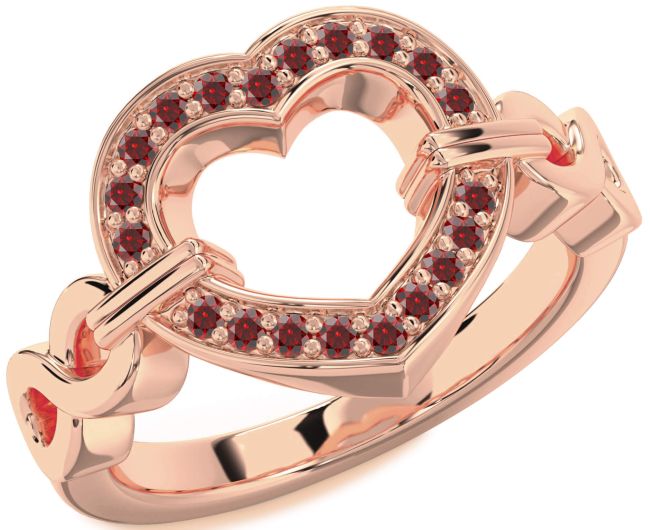 Garnet Rose Gold Heart Infinity Ring