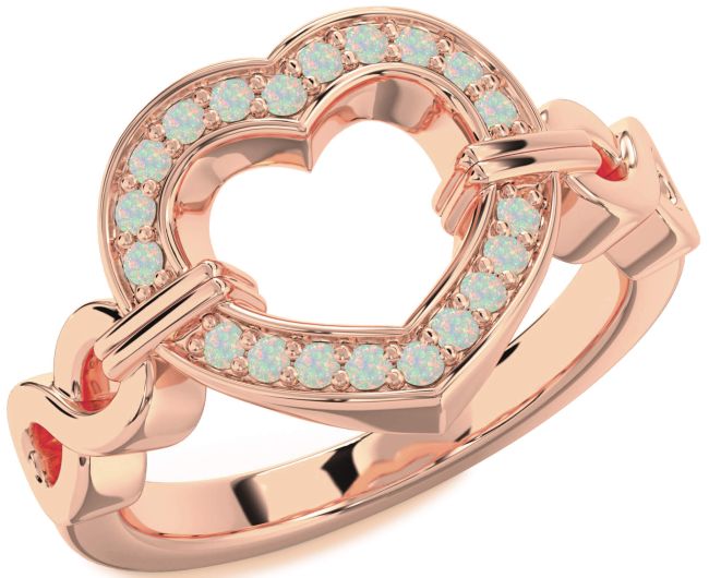 Opal Rose Gold Heart Infinity Ring