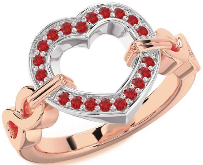 Ruby Rose Gold Silver Heart Infinity Ring