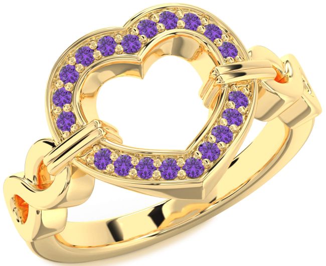 Amethyst Gold Heart Infinity Ring