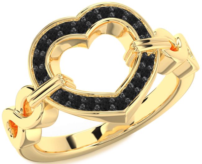 Black Diamond Gold Heart Infinity Ring