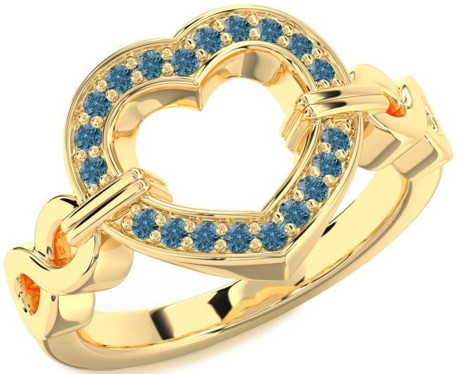 Blue Diamond Gold Heart Infinity Ring