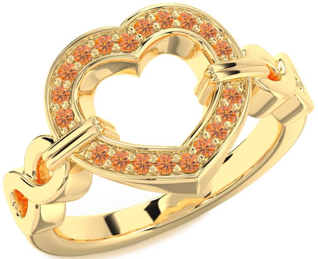 Citrine Gold Heart Infinity Ring