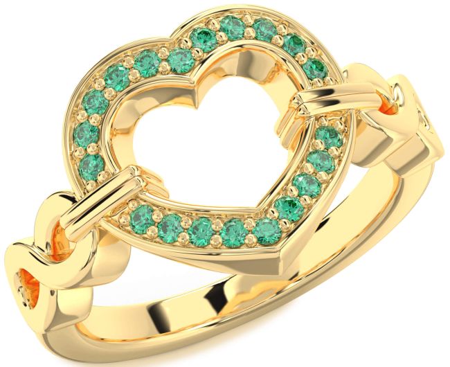 Emerald Gold Heart Infinity Ring