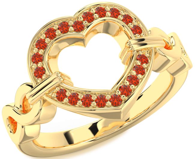 Fire Opal Gold Heart Infinity Ring