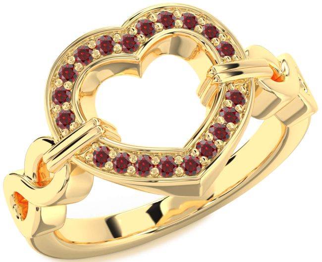 Garnet Gold Heart Infinity Ring