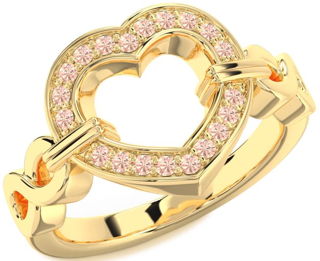 Morganite Gold Silver Heart Infinity Ring