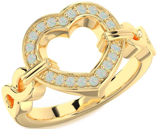 Opal Gold Silver Heart Infinity Ring
