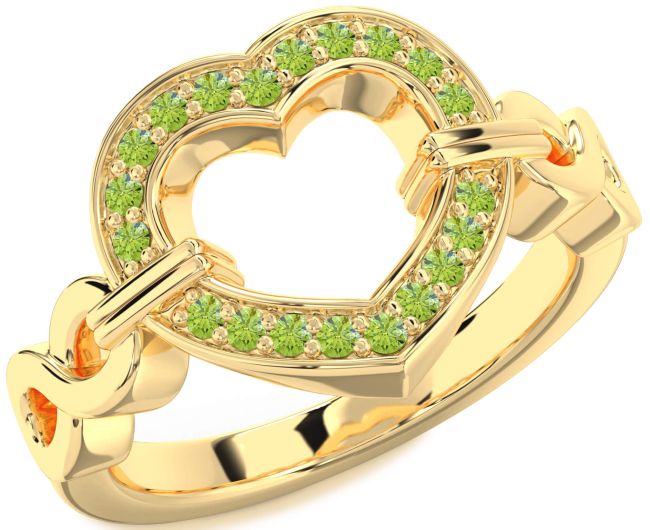 Peridot Gold Heart Infinity Ring