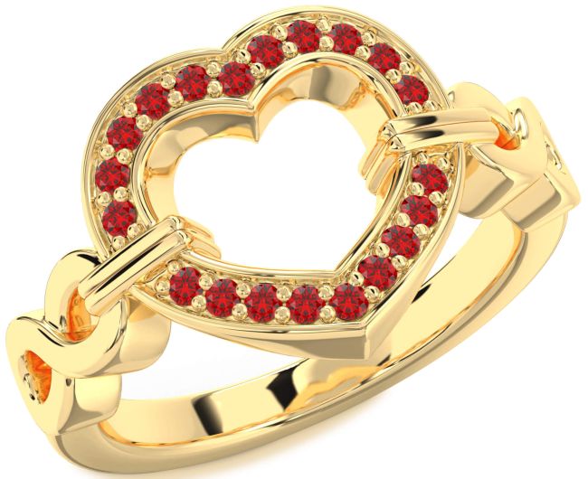 Ruby Gold Heart Infinity Ring