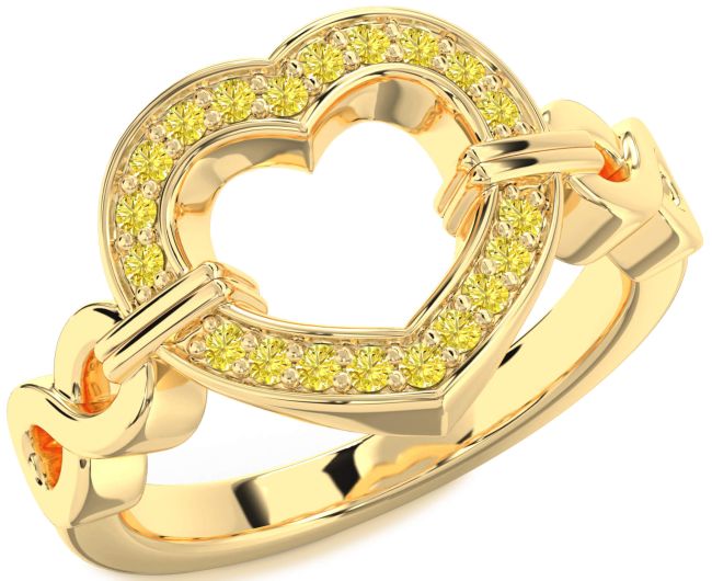 Yellow Diamond Gold Heart Infinity Ring