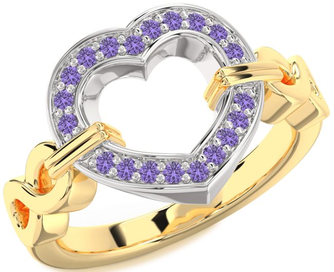 Alexandrite Gold Silver Heart Infinity Ring
