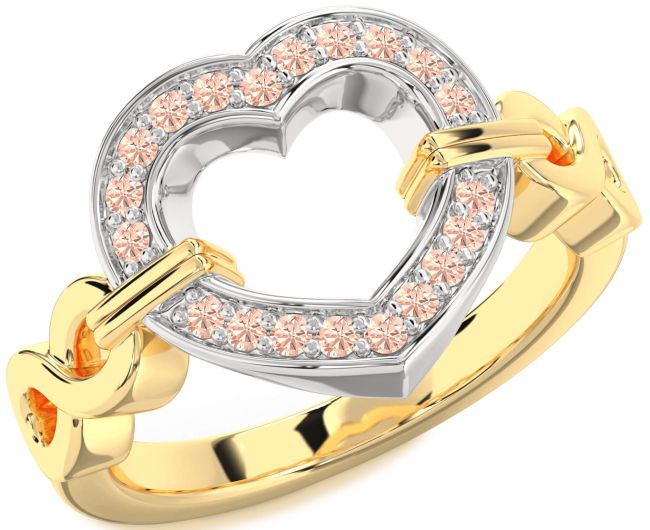 Morganite Gold Silver Heart Infinity Ring