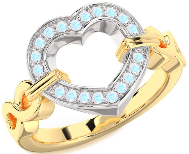 Moonstone Gold Silver Heart Infinity Ring