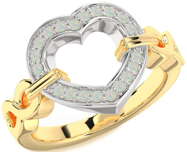 Opal Gold Silver Heart Infinity Ring