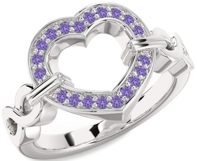 Alexandrite Silver Heart Infinity Ring
