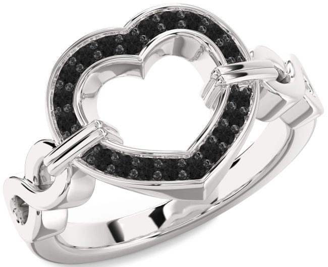 Black Diamond Platinum Heart Infinity Ring