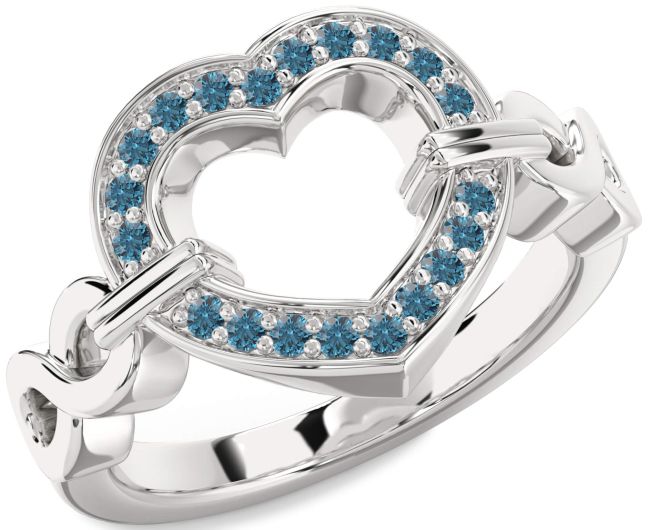 Blue Diamond Platinum Heart Infinity Ring