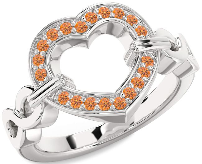 Citrine Platinum Heart Infinity Ring