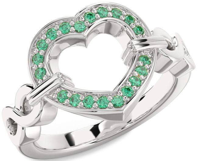 Emerald Platinum Heart Infinity Ring