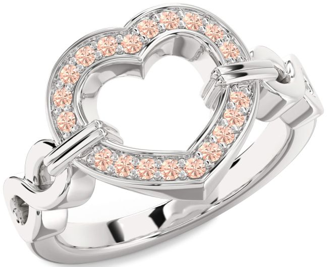 Morganite Silver Heart Infinity Ring