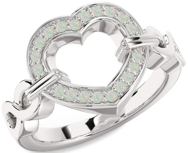 Opal Platinum Heart Infinity Ring