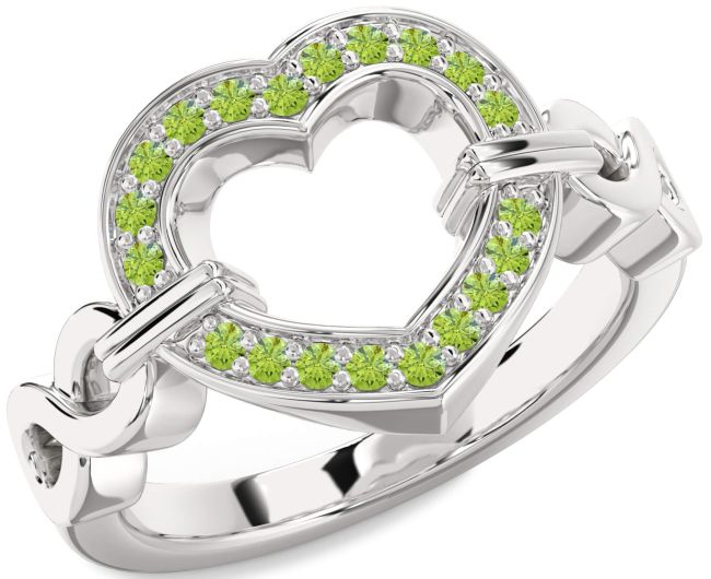 Peridot Platinum Heart Infinity Ring
