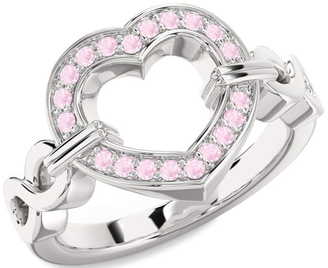 Rose Quartz Silver Heart Infinity Ring
