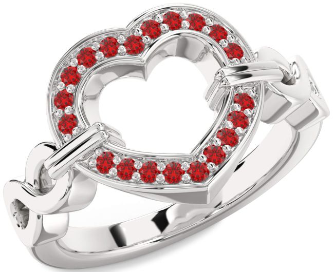 Ruby Platinum Heart Infinity Ring