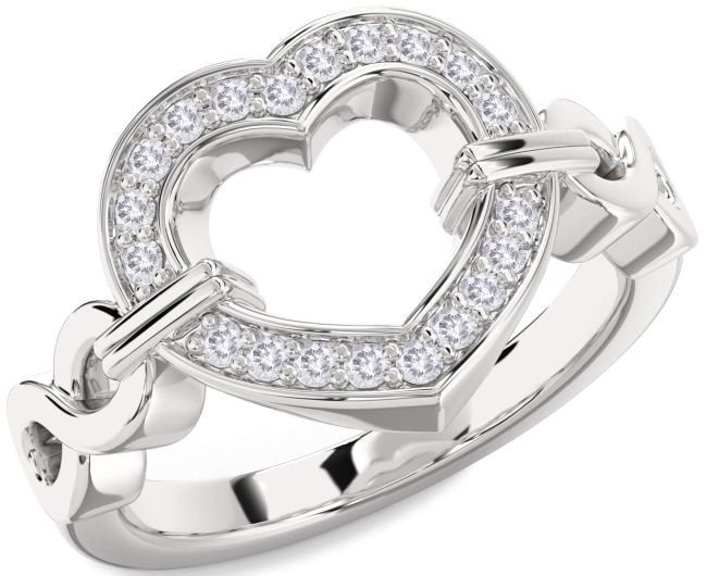 Salt & Pepper Diamond Silver Heart Infinity Ring