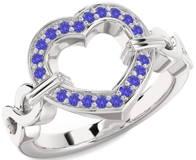 Tanzanite Silver Heart Infinity Ring