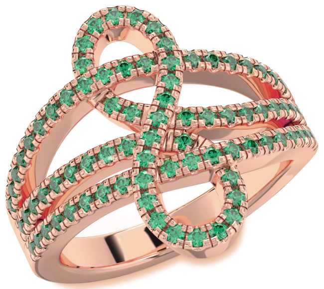 Emerald Rose Gold Infinity Ring